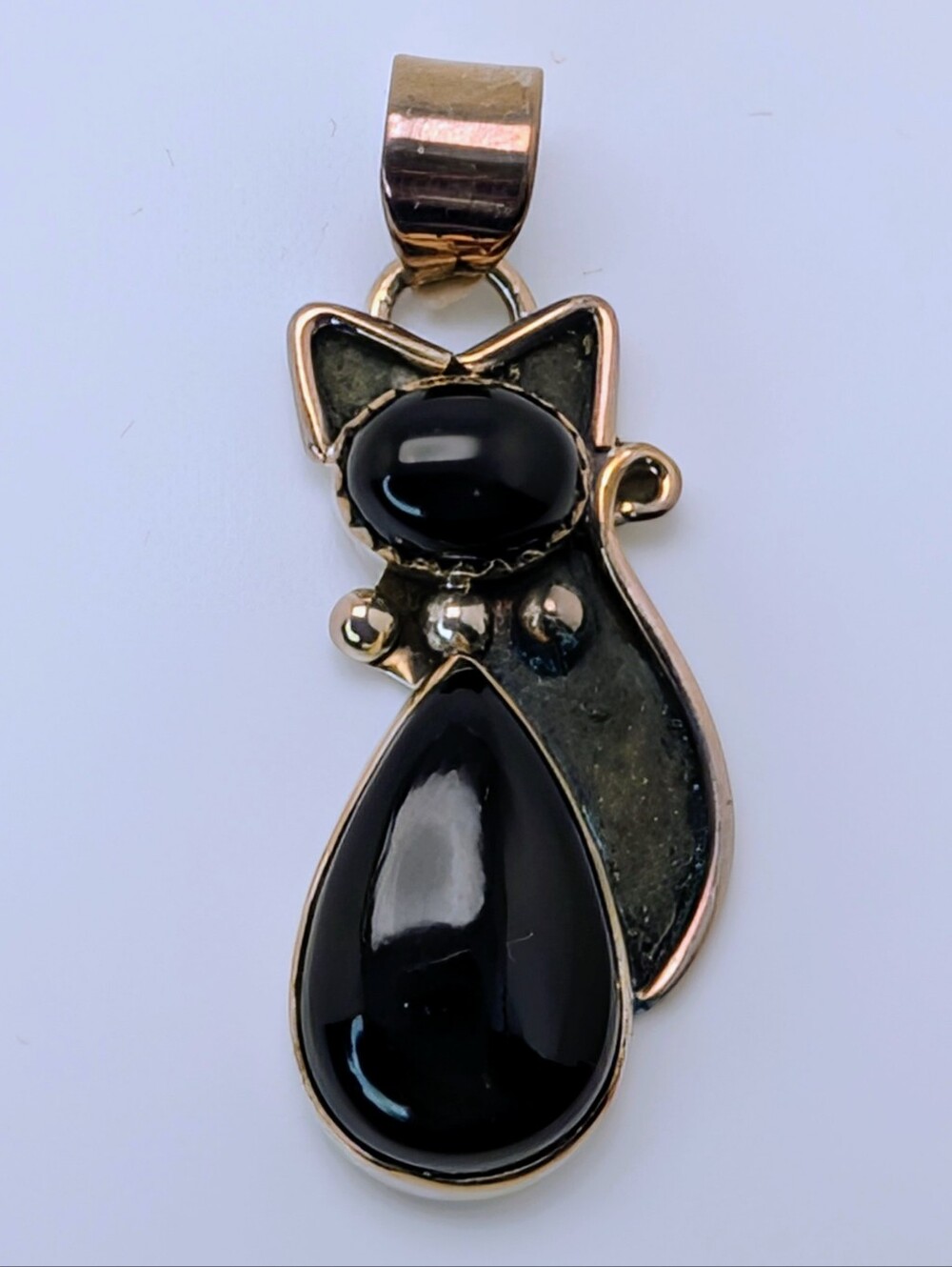 Black Onyx Cat Pendant S925 Sterling Silver